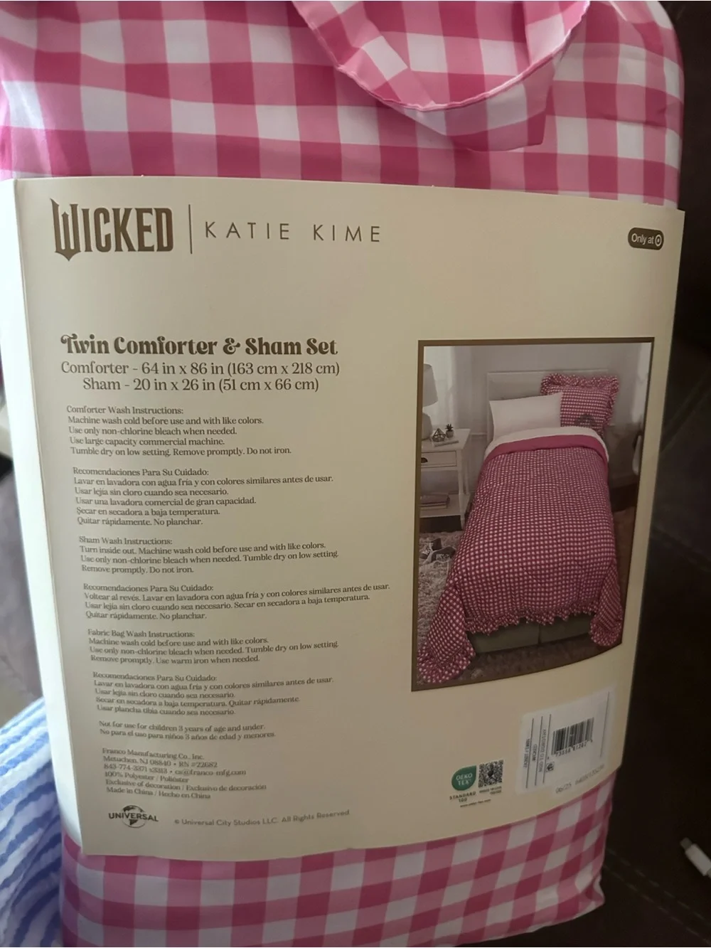 Wicked by Katie Kime Pink Gingham Twin Comforter & Sham Set